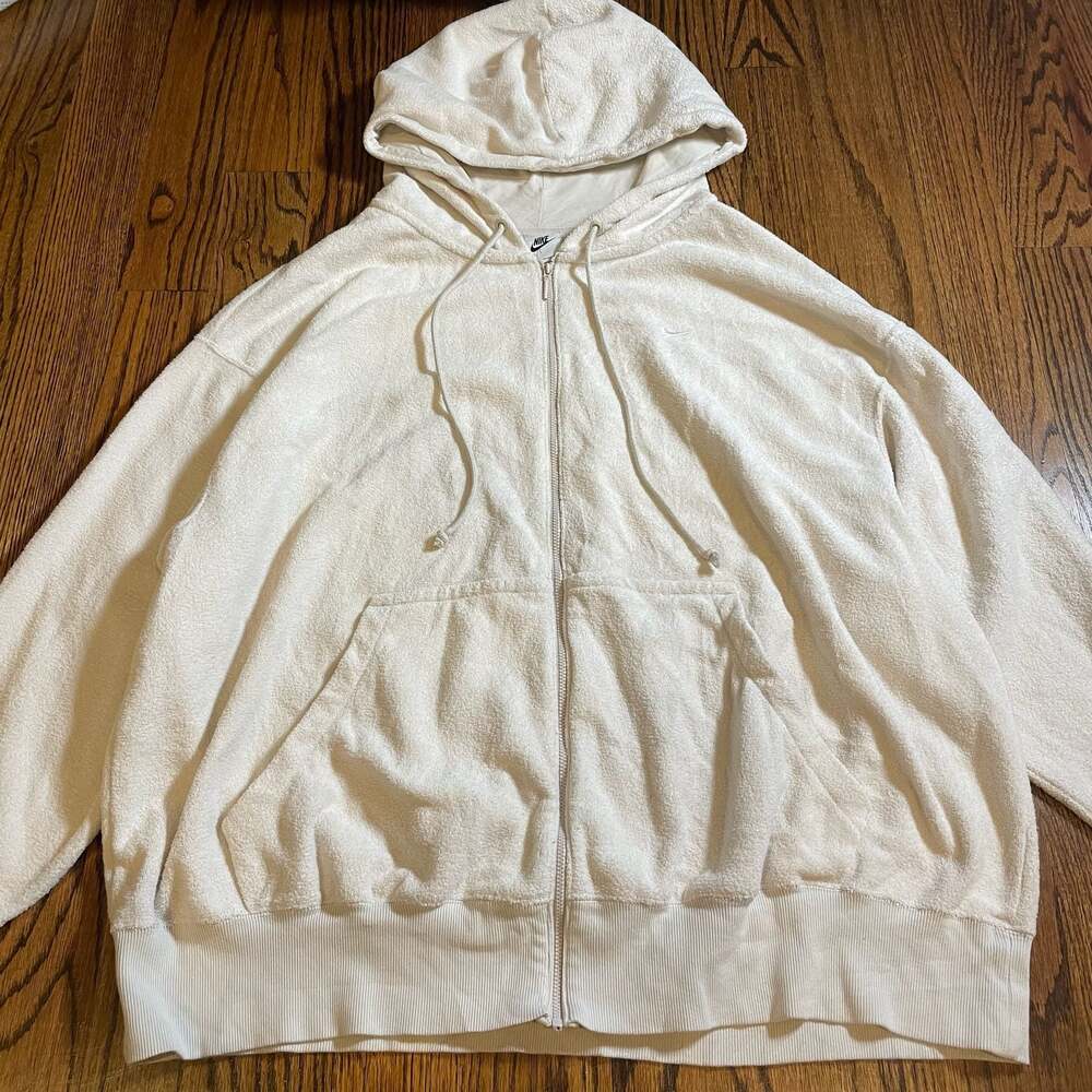 Nike Terry Towel Full Zip Hoodie Cream Size 2X
